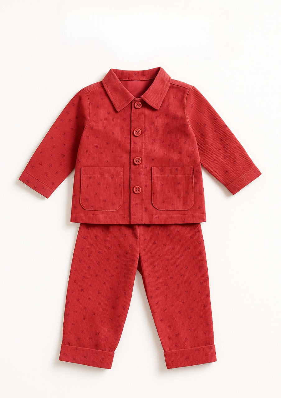 Girls Red Corduroy Suit Set 1-6 Years